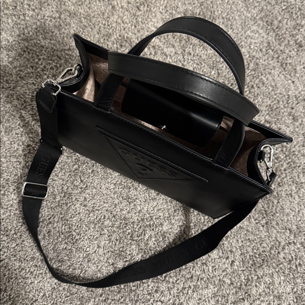 GUESS Black Triangle Logo Handbag - Picture 2 of 2